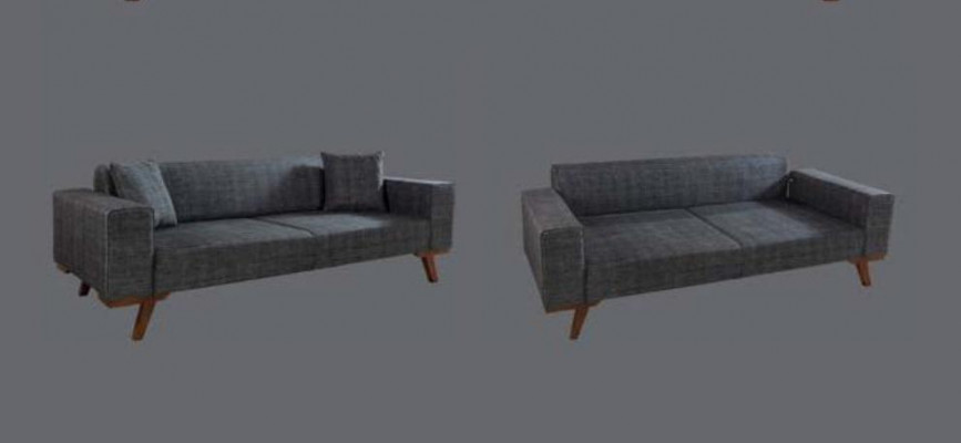 Schwarz Sofa 3 Sitzer Textil Couch Dreisitzer Polster Möbel