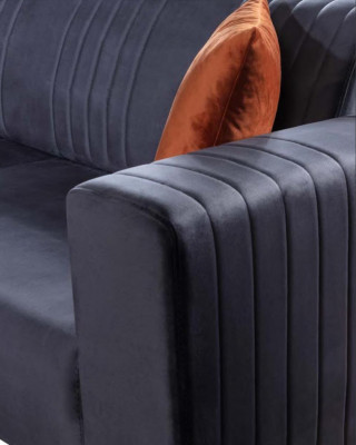 Grau Dreisitzer Couch Elegante Sofa Sitzmöbel Wohnzimmer Samt