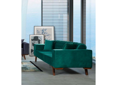 Schwarz Sofa 3 Sitzer Textil Couch Dreisitzer Polster Möbel