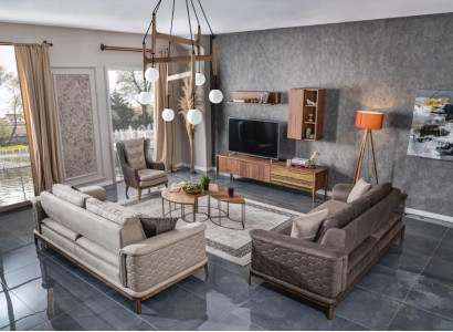 Sofagarnitur Sofa Luxus Garnitur Sofas Sessel 3+1 Sitzer Stoff Modern Design Neu