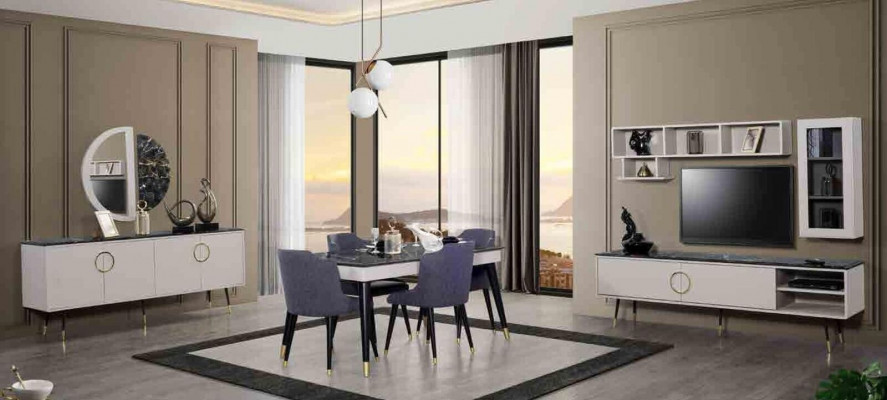 Luxus Esszimmer Tisch Design 4x Stühle Essgruppe Lehnstühle Set Garnitur Möbel