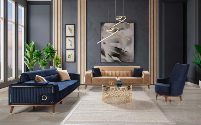 Moderne Sofa 3 Sitzer Farbe Beige Sofas Wohnzimmer Design Stil Holz