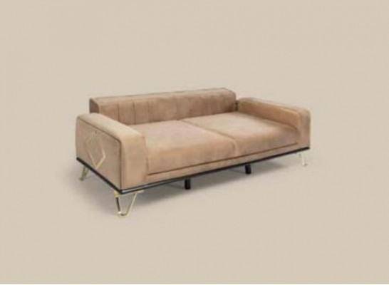 Moderne Sofa 3Sitz Wohnzimmer Couch Design Möbel Metall Beige Polster