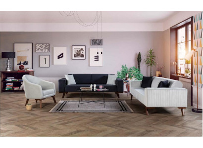 Luxus Sofagarnitur Dreisitzer 3+3+1 Sitz Stoff Sofa Sessel Textil Stil
