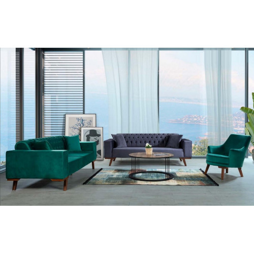 Sofagarnitur 3+3+1 Sitz Wohnzimmer Stil Couch Sofa Violett Turkis