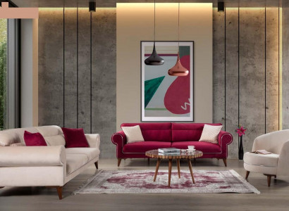 Garnitur Set Sofagarnitur 3+3+1 Sitz Sofas Sessel Stoff 3tlg Couchen