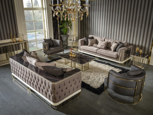Beistelltisch Braun Couchtisch Tisch Wohnzimmer Möbel Braun Metall Tische