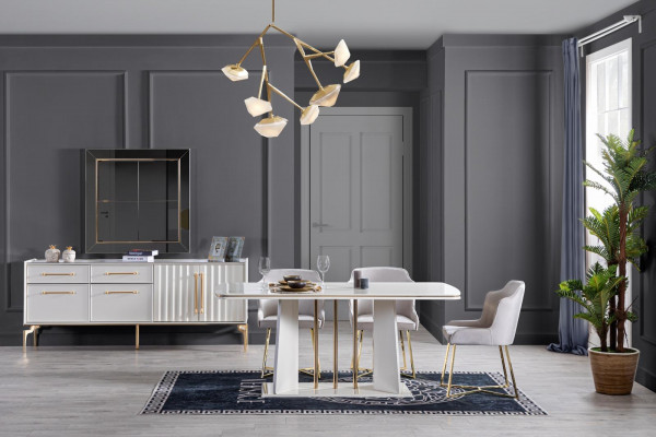 Esstisch 4x Stuhl Garnitur Essgruppe Kommode Tisch Set Esstisch 7tlg
