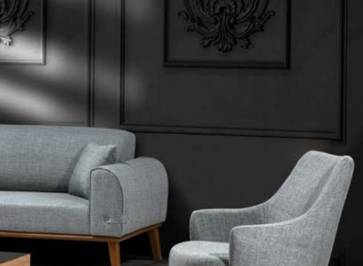 Sessel 1 Sitzer Wohnzimmer Lehnstuhl Einsitzer Holz Textil Stoff