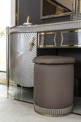 Hocker Braun Rund Elegantes Holz Möbel Modern Design Schön Schlafzimmer