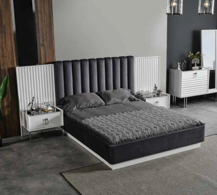 Komplettes Schlafzimmer Set Bett Nachttisch Kleiderschrank Kommode Design 5 tlg.