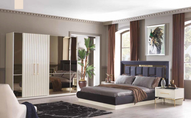 Schlafzimmer Set Kleiderschrank Nachttische Konsole Kommode + Spiegel
