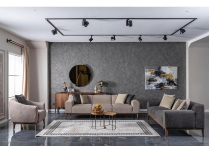 Komplette Couchgarnitur Sofagatnitur Sofa 4+3+1 Sitzer Sessel Gruppe Stoff Luxus