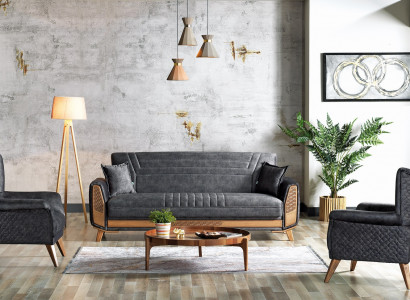 Design Modernes Wohnzimmer Set Sofagarnitur 3+3+1 Grau Wohnzimmer Möbelset