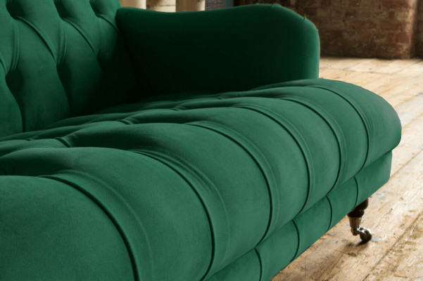Chesterfield 2 Sitzer Polster Couch Leder Sofa Couchen Modern Stil Grün Textil
