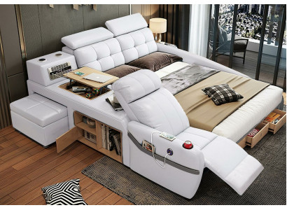 Bett Massage Liege Multifunktion Betten Polster USB Regal Leder Polster Luxus