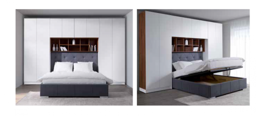 Schrank Bett Betten Wandschrank Polster Schränke Kleiderschrank Schlafzimmer Neu