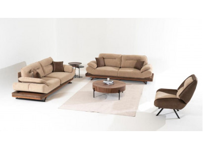 Stilvoll Wohnzimmer Set aus Designer 2x 3-Sitzer Sofas und Sessel 3tlg