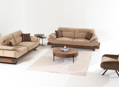 Stilvoll Wohnzimmer Set aus Designer 2x 3-Sitzer Sofas und Sessel 3tlg