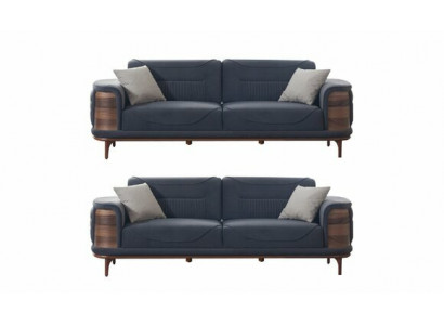 Zwei dunkelgraue Sofas im modernen Stil mit Holzbeinen für ein Wohnzimmer