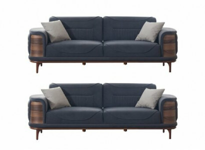 Zwei dunkelgraue Sofas im modernen Stil mit Holzbeinen für ein Wohnzimmer
