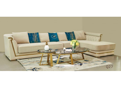 Garnitur Tisch Wohnlandschaft Ecksofa LForm 2x Couchtisch Ecke Leder