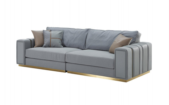 Designer Graue Sofagarnitur 3+2 Sitzer Luxuriöse Polster Couch Set 