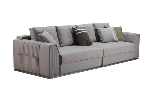 Hellgraue Wohnzimmer Sofagarnitur Designer 3+2 Sitzer Polstersofas Set