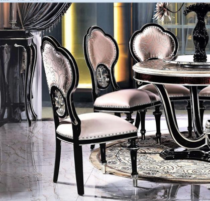 Königlicher Stuhl für 6 Personen für das Wohnzimmer in Schwarz-Beige