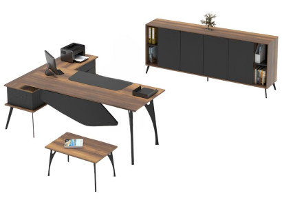 Büroeinrichtung Arbeitszimmer Couchtisch Tisch Sideboard Braun Schwarz