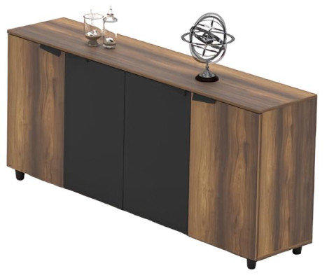 Büroeinrichtung Arbeitszimmer Tisch Sideboard Couchtisch Braun Schwarz