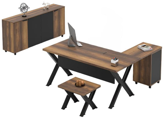 Couchtisch Lowtisch Beistelltisch X-Beine Büro Braun Büroeinrichtung