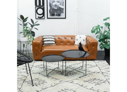 American Style Chesterfield Sofa Couch Leder Polster Dreisitzer Braun