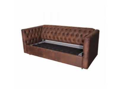 American Style Chesterfield Sofa Couch Leder Polster Braun Dreisitzer