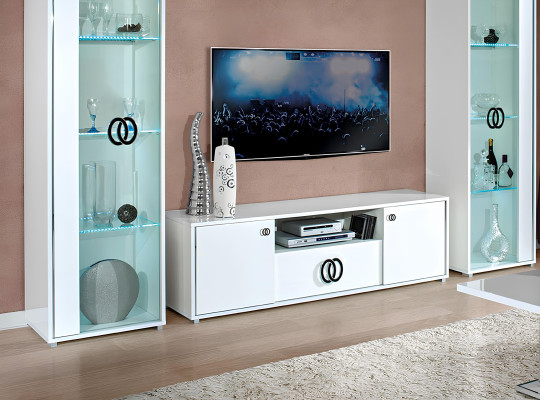 Wohnzimmer rtv 2x Vitrine Wohnzimmer Schränke Design tv Modern Vitrinen Set 3tlg