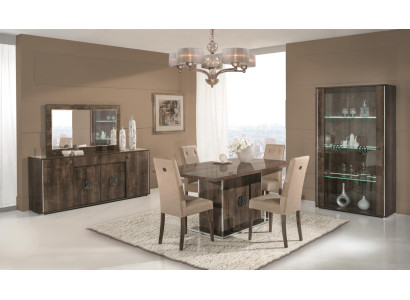 Esszimmer Esstisch Stuhl Kommode Spiegel Vitrine Gruppe Garnitur Holz Set 8tlg.