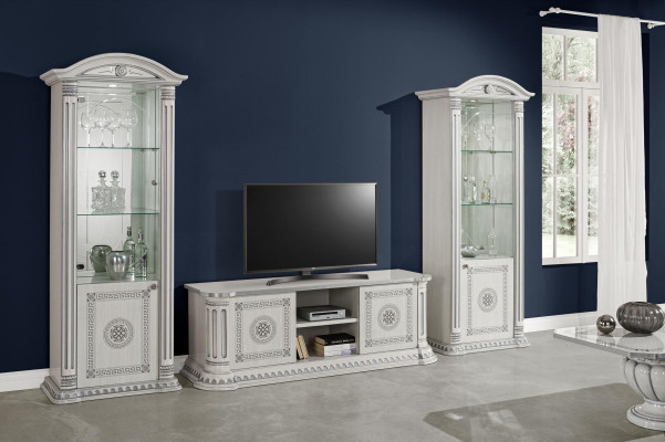 Wohnzimmer RTV Vitrine Gruppe Garnitur Holz TV Sideboard Lowboard Set 3tlg. Neu