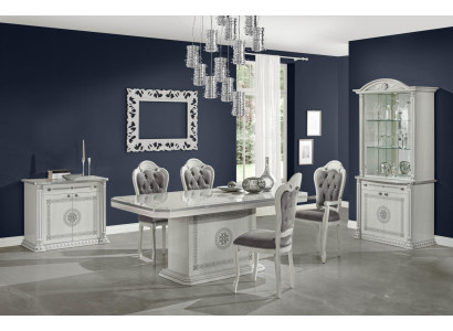 Esszimmer Esstisch Stuhl Kommode Vitrine Gruppe Garnitur Holz Weiß Set 7tlg sets