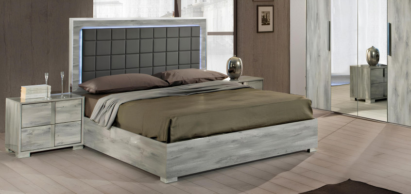 Schlafzimmer Bett Nachttisch Kleiderschrank Kommode Spiegel Doppel Holz Set 6tlg