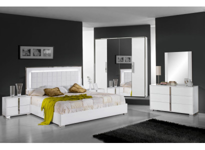 Schlafzimmer Bett Nachttisch Kleiderschrank Kommode Spiegel Doppel Neu Set 6tlg.