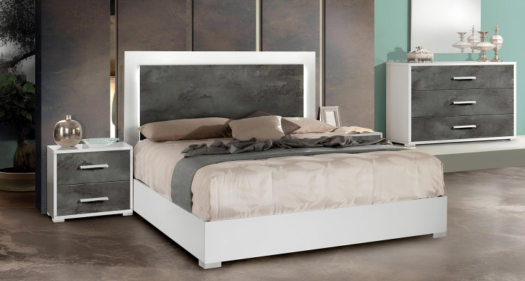 Schlafzimmer Bett Nachttisch Kleiderschrank Kommode Spiegel Doppel Neu Set 6tlg.