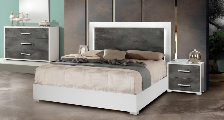 Schlafzimmer Bett Nachttisch Kleiderschrank Kommode Spiegel Doppel Neu Set 6tlg.