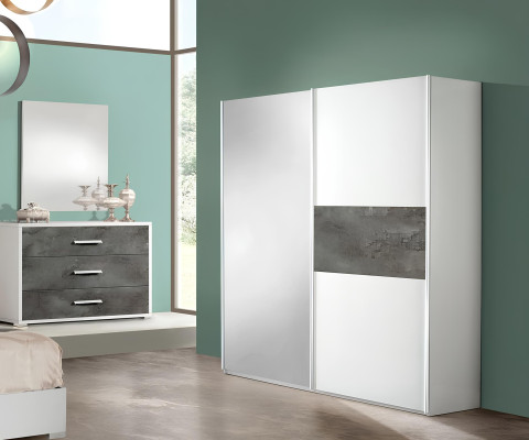 Schlafzimmer Bett Nachttisch Kleiderschrank Kommode Spiegel Doppel Neu Set 6tlg.