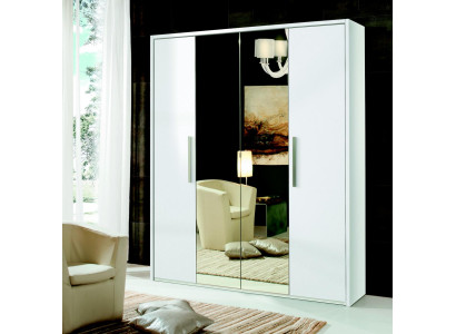 Kleiderschrank 4 Türen Kleider Schrank Designer Möbel Holz Schränke Weiß Spiegel
