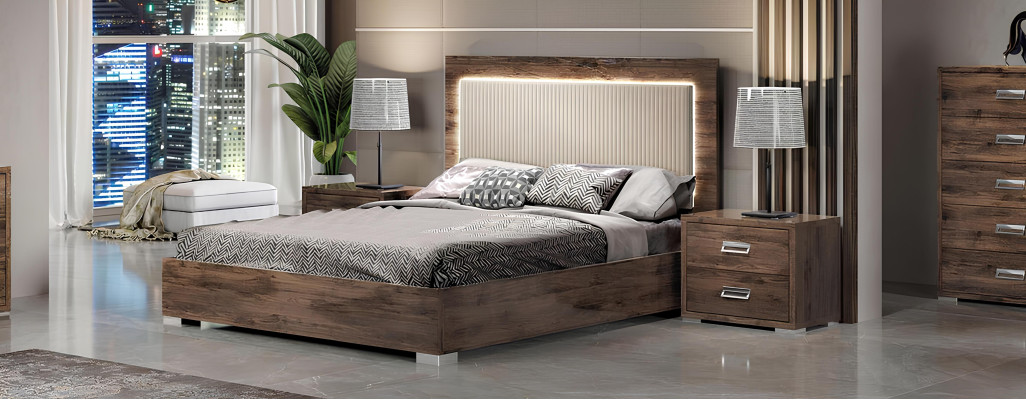 Schlafzimmer Bett Nachttisch Kommode Spiegel Garnitur Gruppe Modern Set 6tlg.