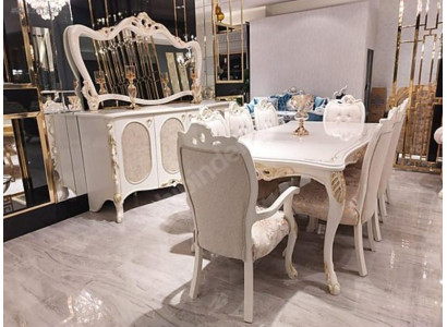 Esszimmer Tisch 8 x Stuhl Sideboard Spiegel Anrichte Garnitur 10tlg.