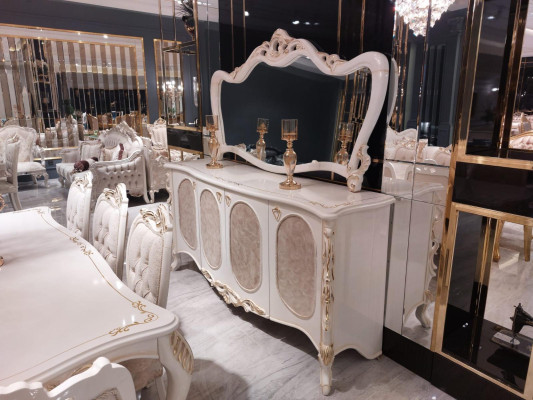 Esszimmer Tisch 8 x Stuhl Sideboard Spiegel Anrichte Garnitur 10tlg.