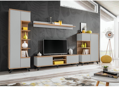 Wohnwände Garnitur 4 tlg Luxus Wohnzimmer Set TV-Ständer Bücherregal Möbel Neu