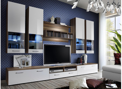 Wohnwand Garnitur TV Ständer Lowboard Designer Wandschrank Holz Luxus Möbel