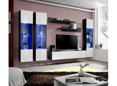 Wohnwand Luxus Komplette Set 6 tlg Hänge Vitrine Modern TV-Ständer